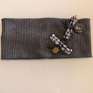 bees embellished gray ribbed band
